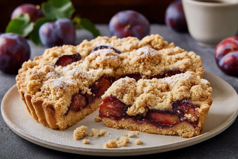 Traditioneller Zwetschgendessert Streuselteig Genuss