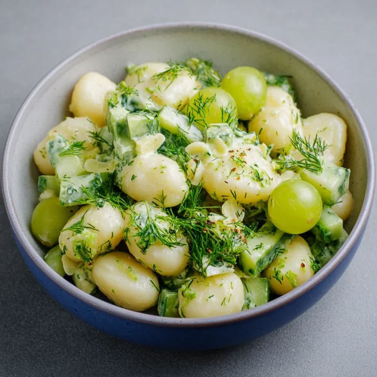 Frischer Gnocchi Salat mit Dill und Trauben