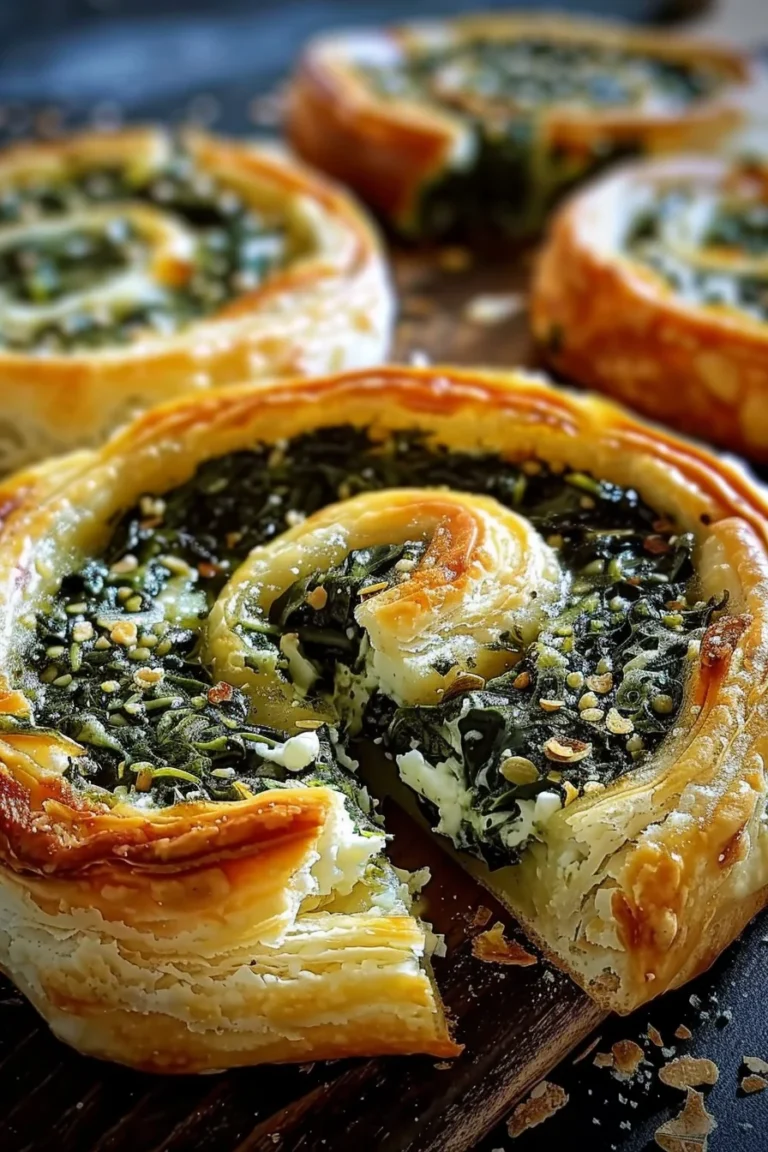 Blaetterteigschnecken Spinat Feta