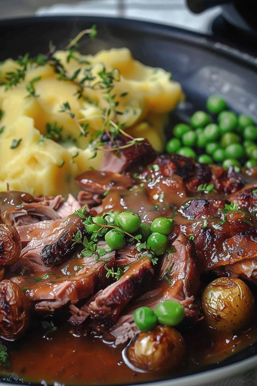 Kartoffel Erbsen Brei Mit Damhirsch Fleisch