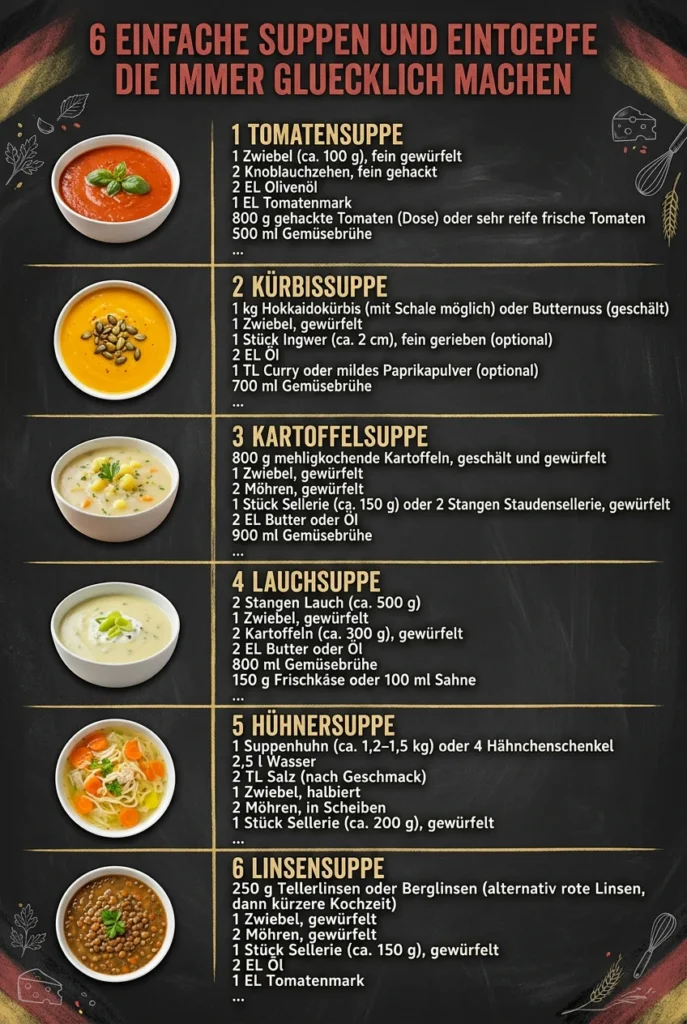 6 einfache Suppen und Eintoepfe die immer gluecklich machen