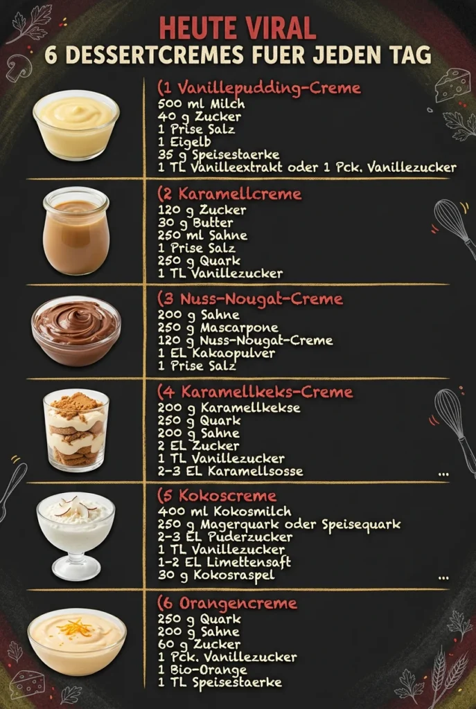 Heute viral 6 Dessertcremes fuer jeden Tag