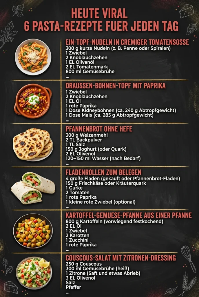 Heute viral 6 Pasta-Rezepte fuer jeden Tag
