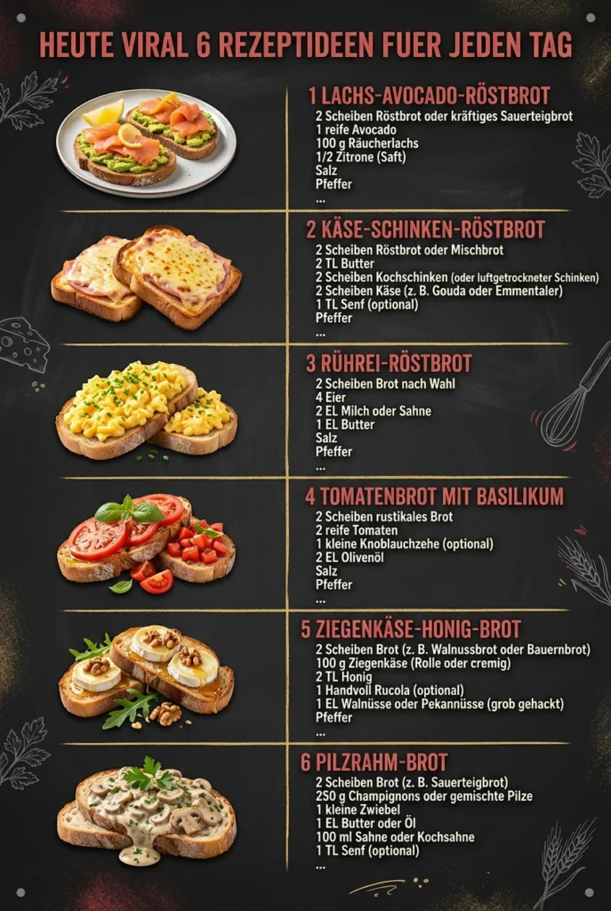 Heute viral 6 Rezeptideen fuer jeden Tag