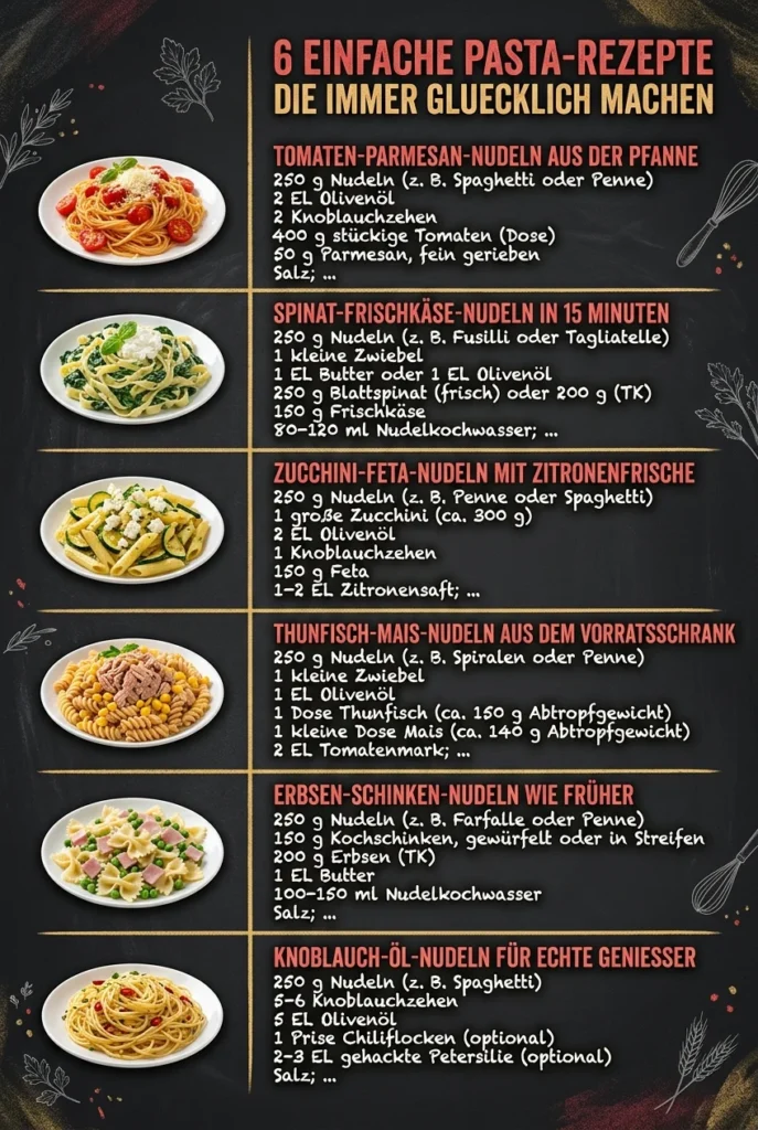 6 einfache Pasta-Rezepte die immer gluecklich machen