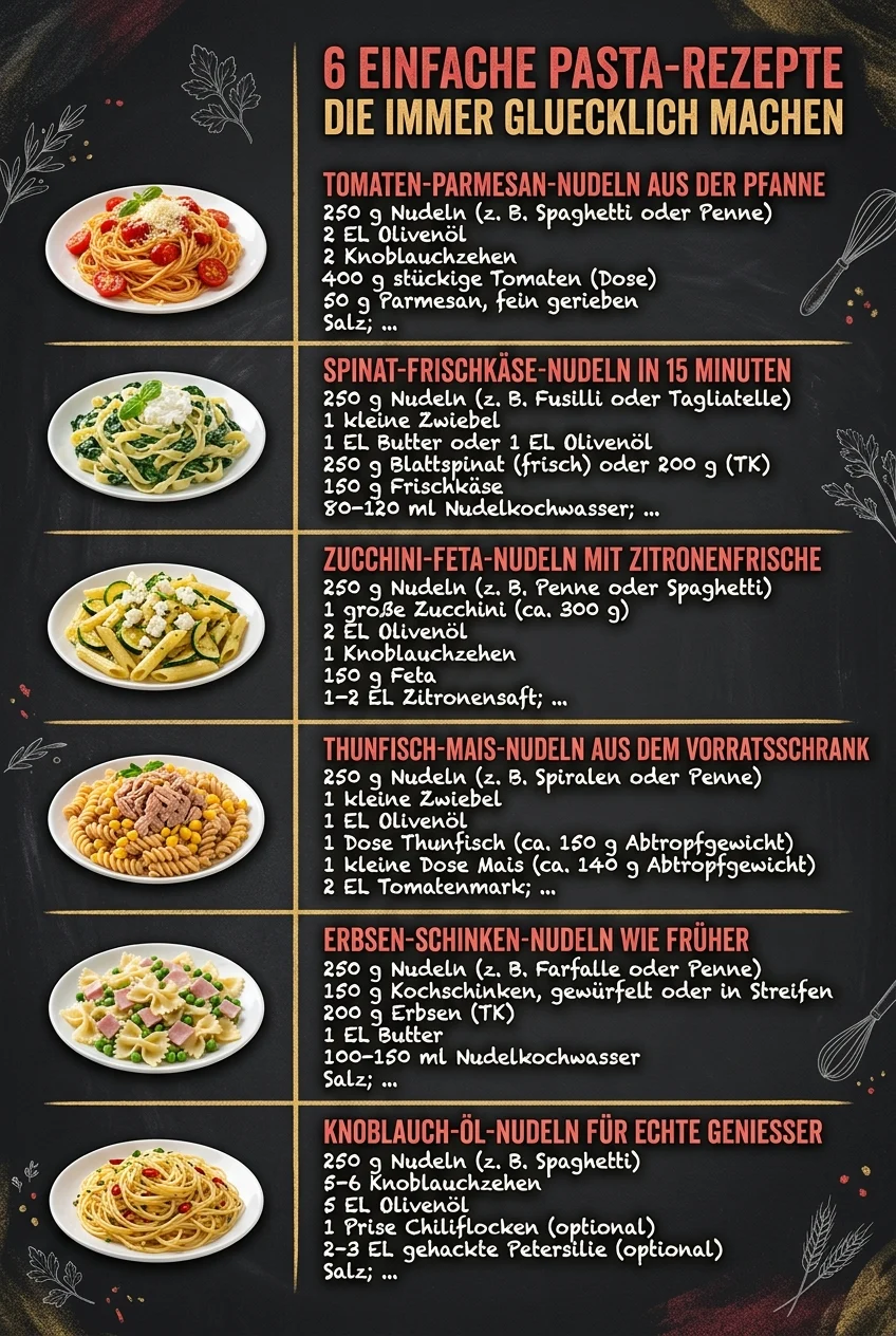 6 einfache Pasta-Rezepte die immer gluecklich machen