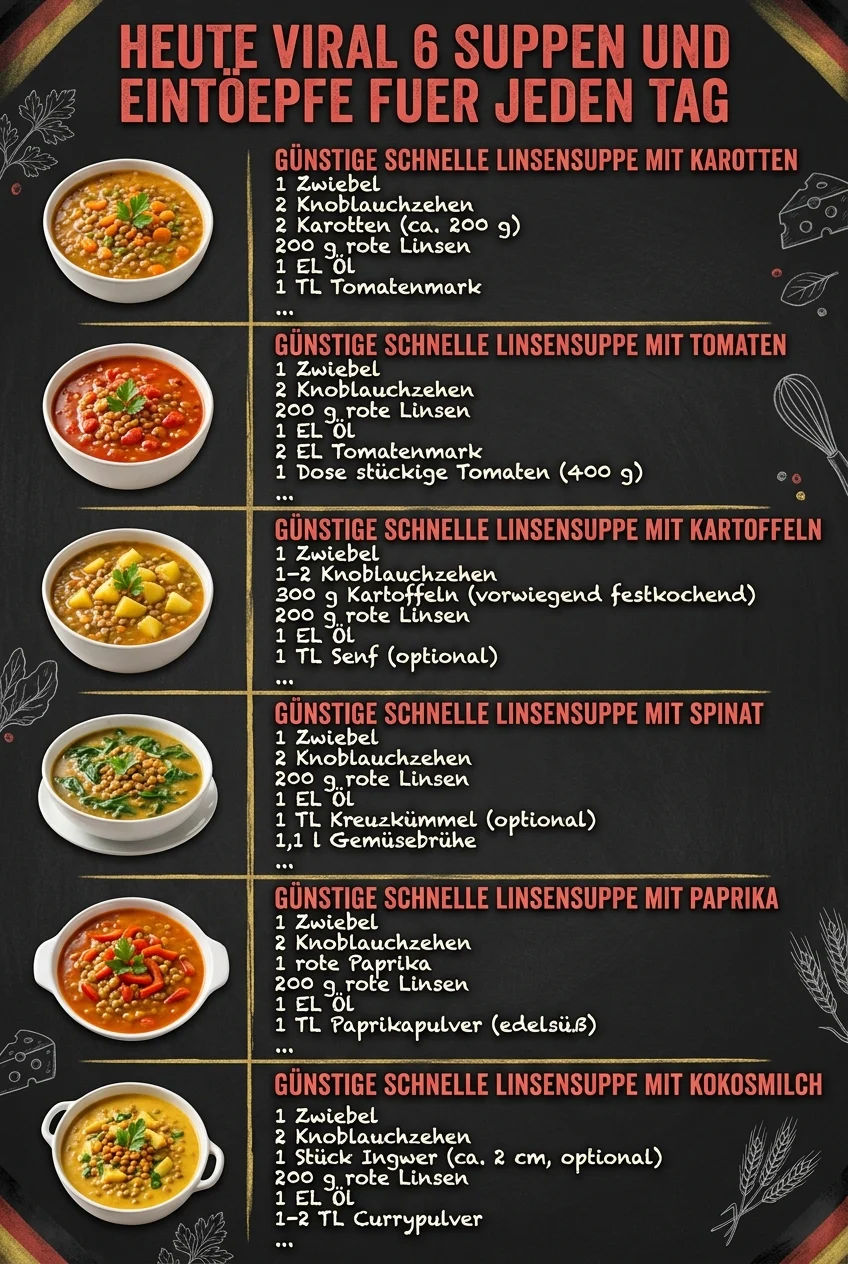 Heute viral 6 Suppen und Eintoepfe fuer jeden Tag